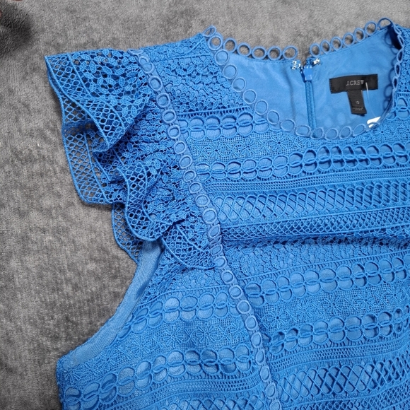 J.Crew Women's Dress Cap Sleeve Blue Lace Ruffle Sleeveless Size 10 NWT Coquette - Picture 4 of 14